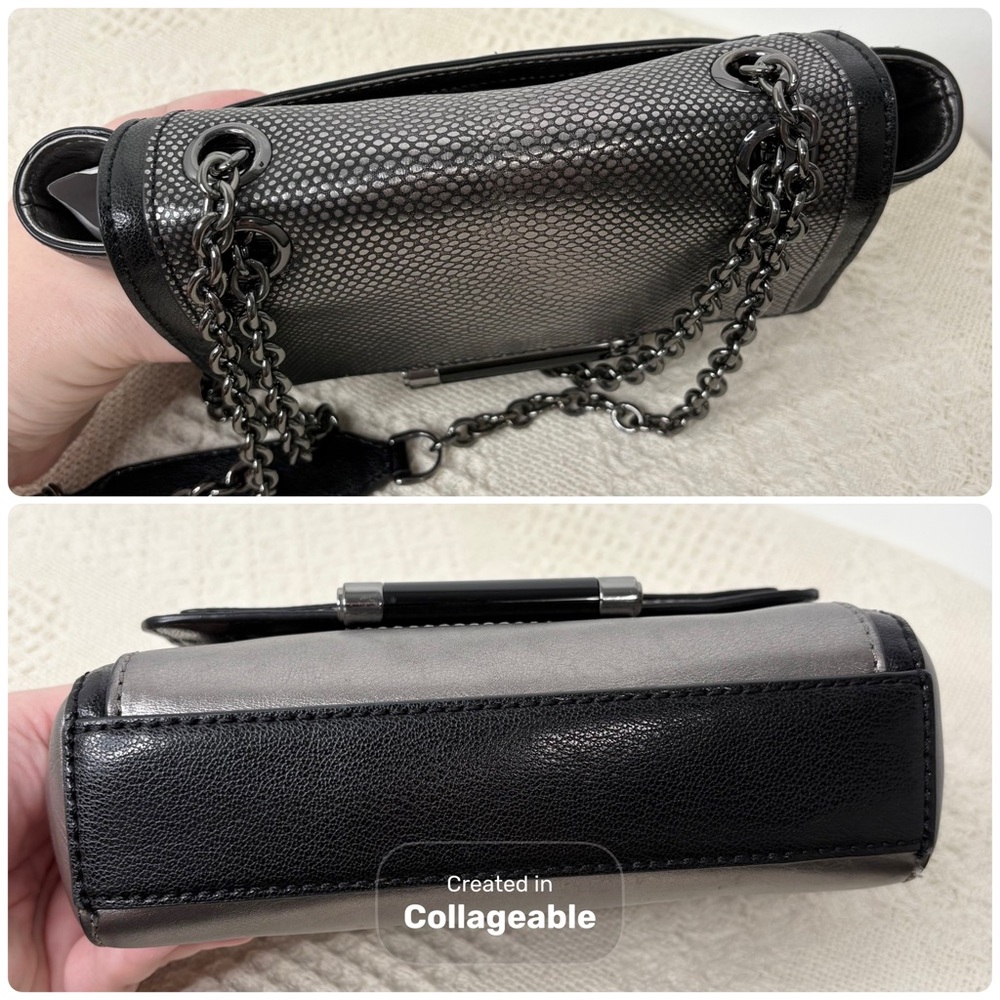 Metallic Gray Chain Shoulder Bag - Picture 7 of 10